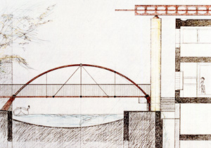 Restauro di palazzi storici a Sacile: disegno del nuovo ponte